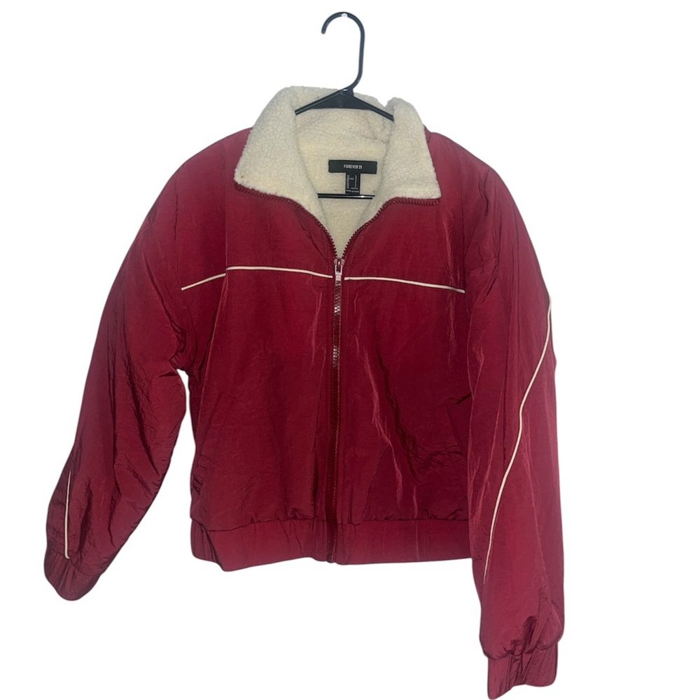 Women's Red Jacket with White fur Trim